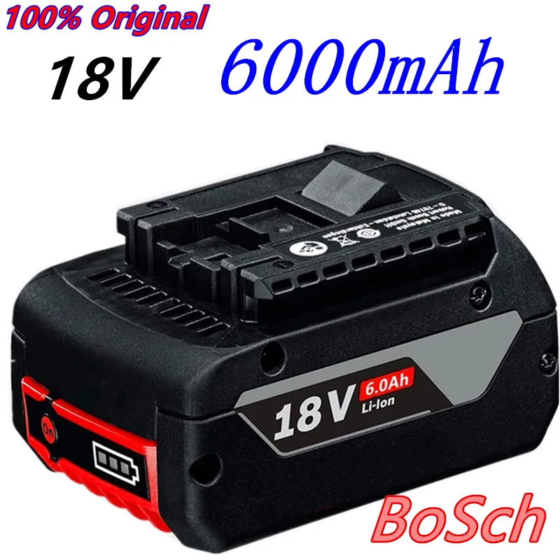 100% Originalus 18V Batterie Für Bosch GBA 18V 6,0 Ah Ličio-BAT609 BAT610G BAT618 BAT618G 17618-01 + ladegerät Nuotrauka 0