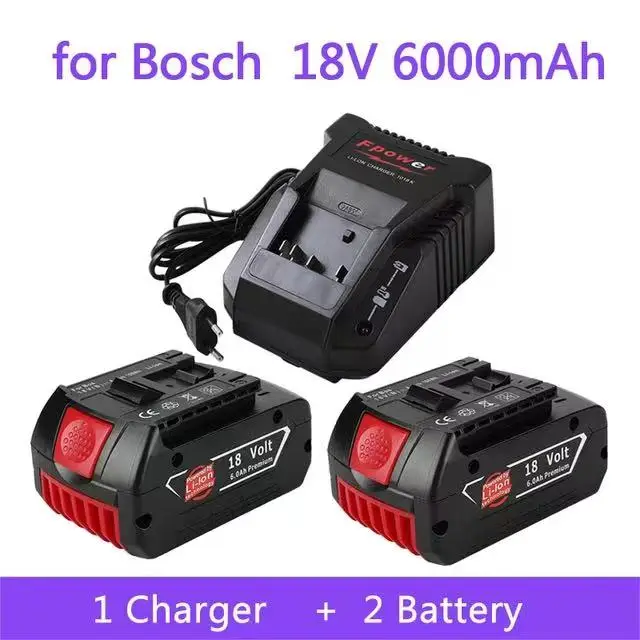 18V Baterija 6.0 Ah už Bosch Elektrinis Grąžtas 18V Li-ion Akumuliatorius BAT609, BAT609G, BAT618, BAT618G, BAT614 + 1Charger Nuotrauka 0