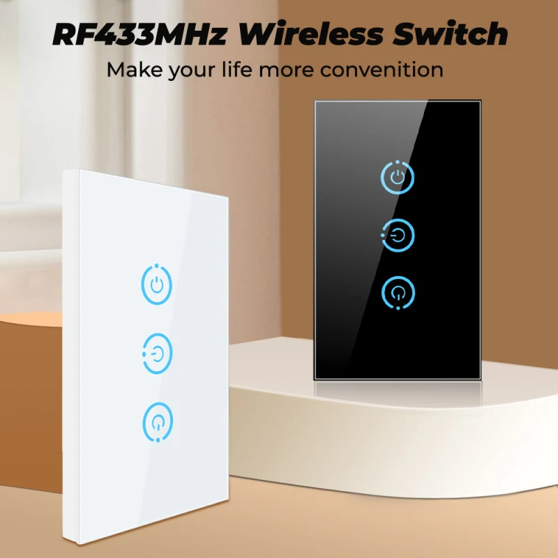 CORUI RF433 Nuotolinio Valdymo Jungiklis Gali Būti Laisvai Prie Belaidžio tinklo Jungiklis 1/2/3 Gauja Šviesos Sienos Mygtuką Smart Home Touch Jungiklis Nuotrauka 0
