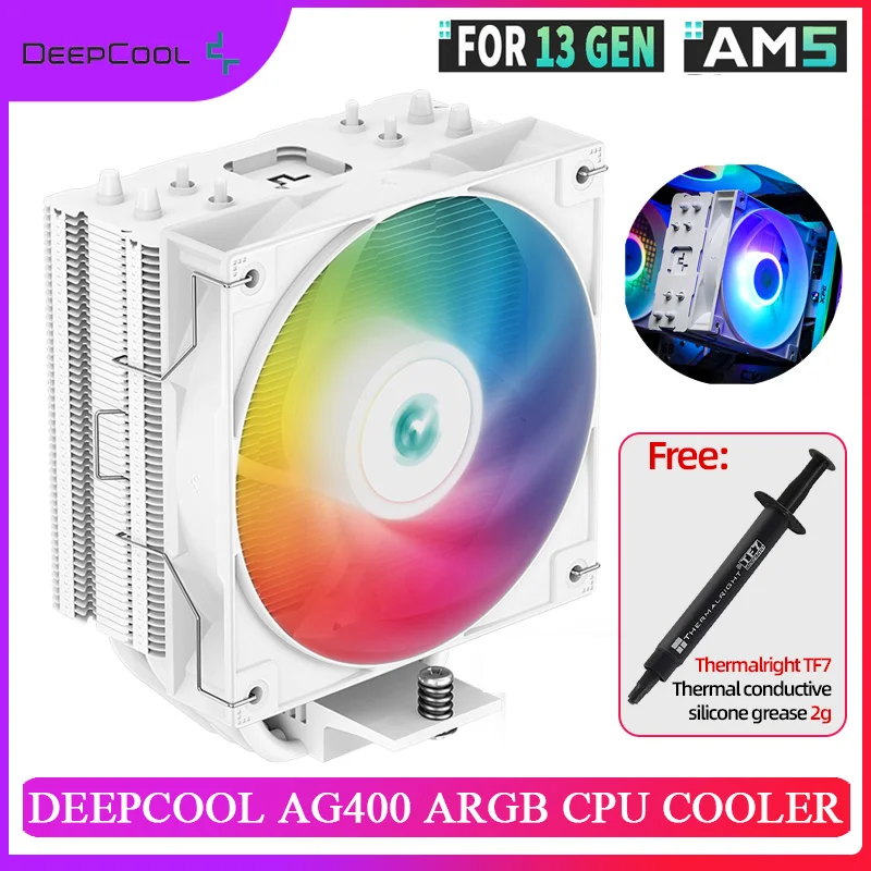 DEEPCOOL AG400 4 Heat Pipe CPU Cooler PWM TDP 220W Atveju Ventiliatorius Oro Aušinamas Radiatorius Intel LGA1700 115X 1200 AMD AM4 AM5 CPU Aušintuvas Nuotrauka 0