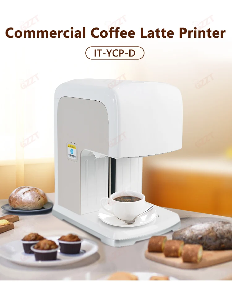 GZZT Automatinė Latte Art Mašina, Kavos Spausdintuvas WiFi Įkelti Maisto Paviršiaus Modelio Spausdintuvo Karamelės, Karamelės Valgomieji Dažai 110V, 220V Nuotrauka 0