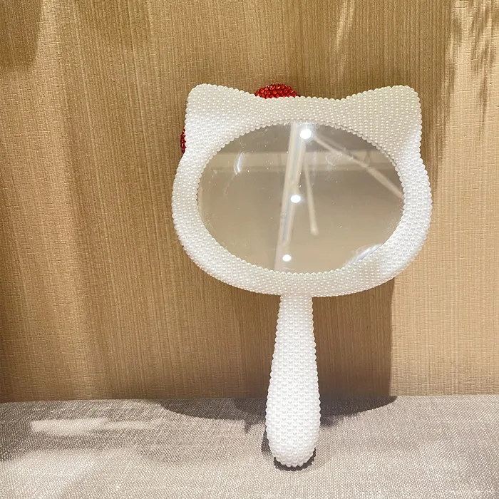Deimantų Dygliuotos Vertus Nešiojamų Veidrodis Hello Kitty Makiažo Veidrodėliai Rankų darbo 