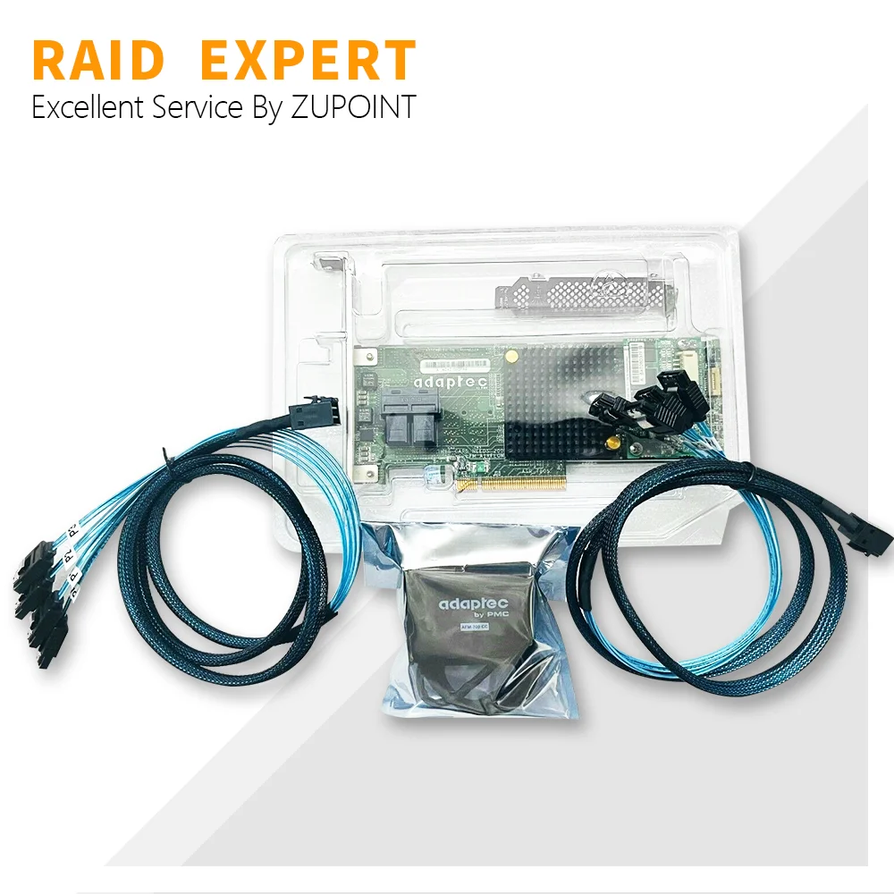 ZUPOINT Adaptec ASR-7805 RAID Controller Card 6Gbps Valdiklio plokštė PCIe 1 GB RAID Expander + BBU + SFF-8643 SATA kabelis Nuotrauka 2