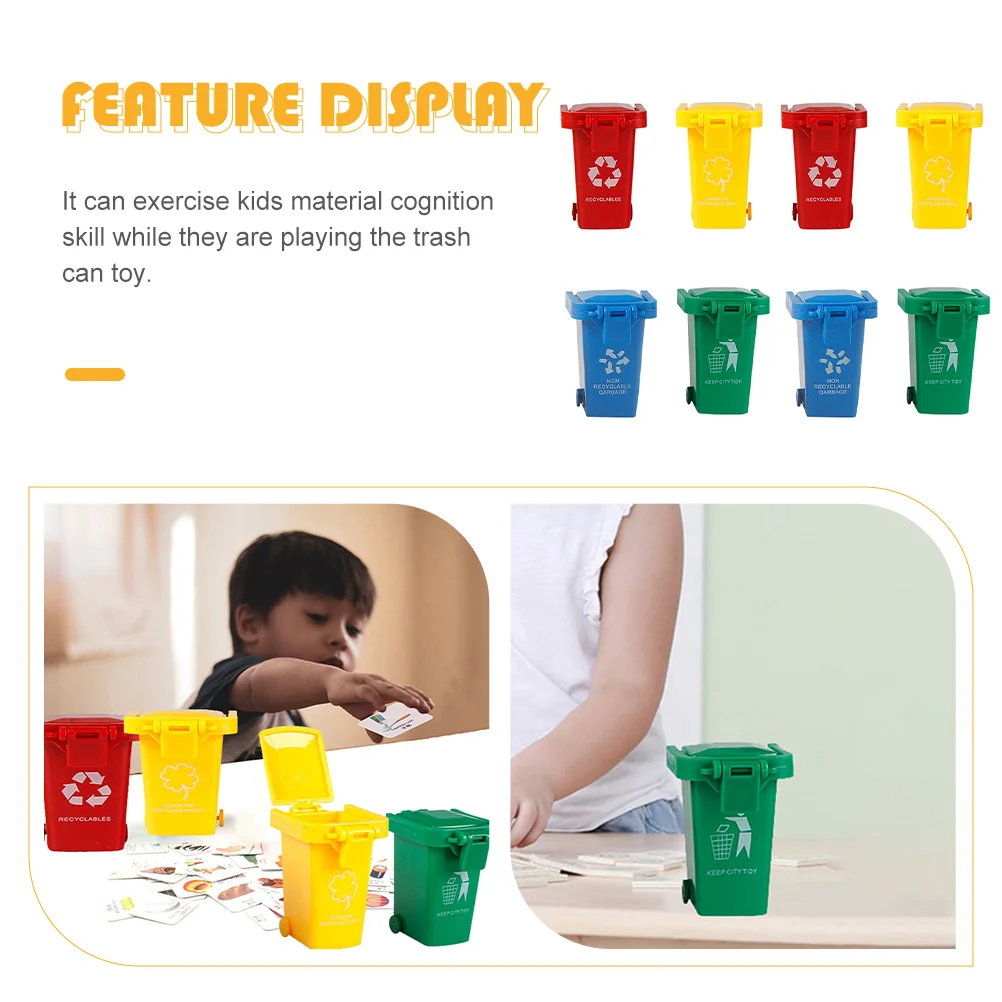 8pcs Plastikinės Šiukšliadėžės Vaikas Mažos Šiukšliadėžės Vaikas Plastikinių Push Vaikų Šiukšlių Gali Žaislai Nuotrauka 5