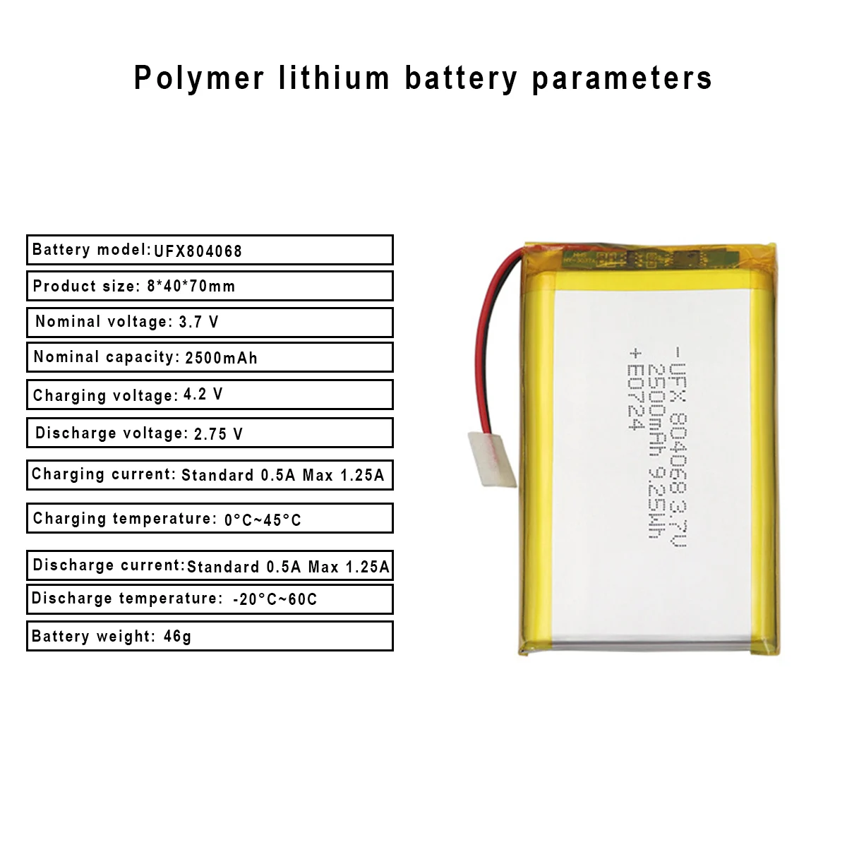 Polimero ličio baterija 804068 3.7 V 2500mAh mobiliojo galia ieškiklis Smart nešiojami universal baterija Nuotrauka 5