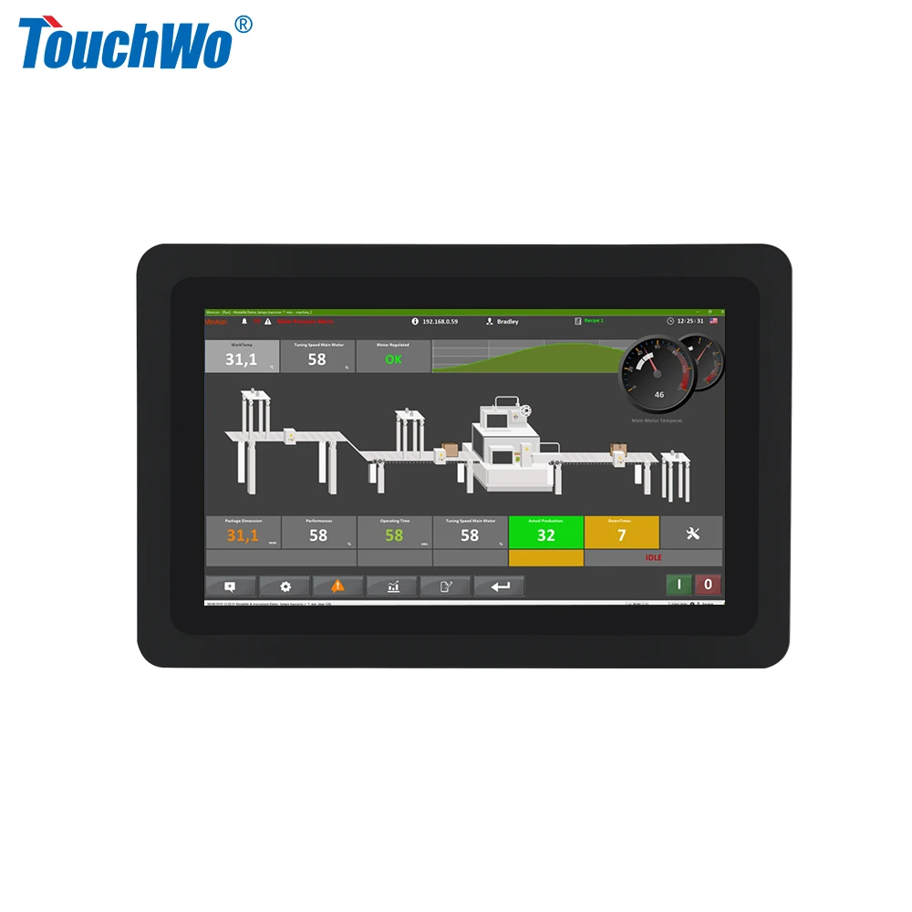 TouchWo 15.6 colių Pramonės Skydelis Ventiliatoriaus Jutiklinis Ekranas Įterptųjų Kompiuterinių Android Vandeniui Atidaryti Rėmelį Pramonės Nuotrauka 5
